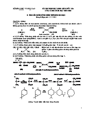 Kì thi chọn học sinh giỏi quốc gia Lớp 12 THPT môn Hóa học - Năm học 2002-2003 - Phần Hữu cơ Bảng B